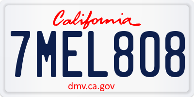 CA license plate 7MEL808