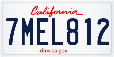 CA license plate 7MEL812