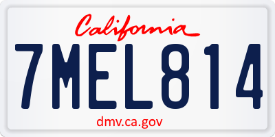 CA license plate 7MEL814