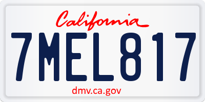 CA license plate 7MEL817