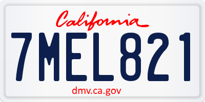 CA license plate 7MEL821