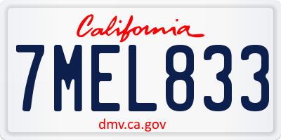 CA license plate 7MEL833