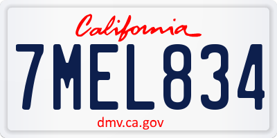 CA license plate 7MEL834