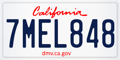CA license plate 7MEL848