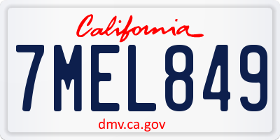 CA license plate 7MEL849