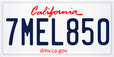 CA license plate 7MEL850