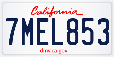 CA license plate 7MEL853