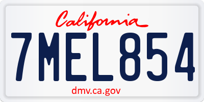 CA license plate 7MEL854