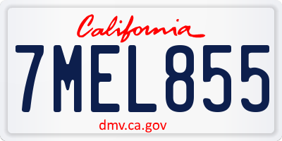 CA license plate 7MEL855