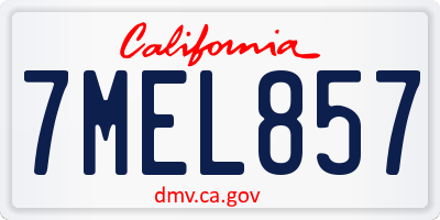 CA license plate 7MEL857