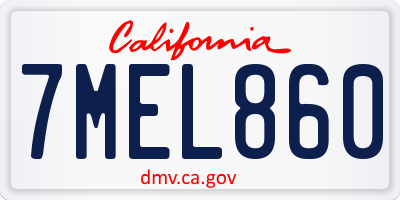 CA license plate 7MEL860