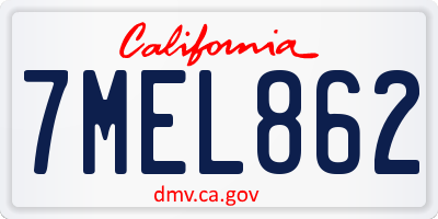 CA license plate 7MEL862