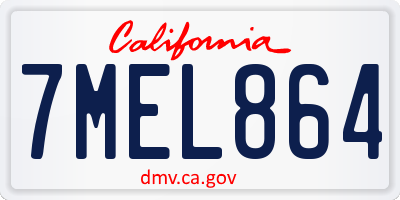 CA license plate 7MEL864