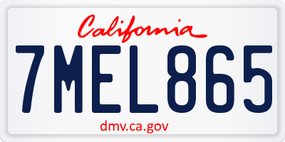 CA license plate 7MEL865