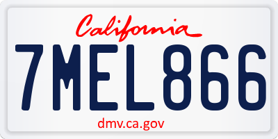 CA license plate 7MEL866