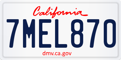 CA license plate 7MEL870