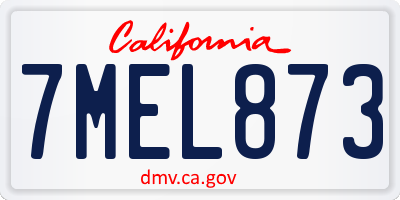 CA license plate 7MEL873