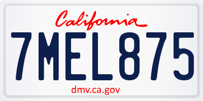CA license plate 7MEL875