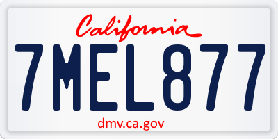 CA license plate 7MEL877