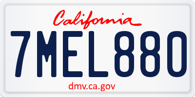 CA license plate 7MEL880