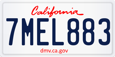 CA license plate 7MEL883