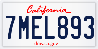 CA license plate 7MEL893