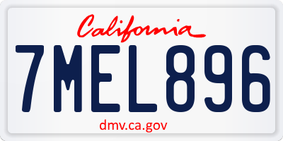 CA license plate 7MEL896