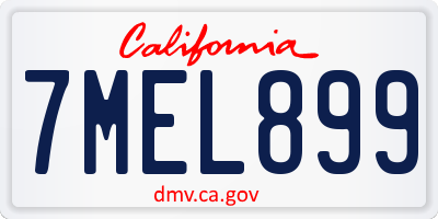 CA license plate 7MEL899