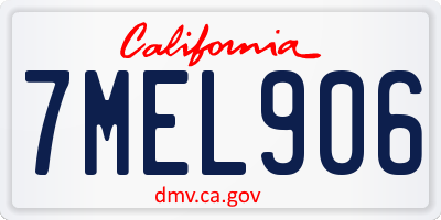 CA license plate 7MEL906