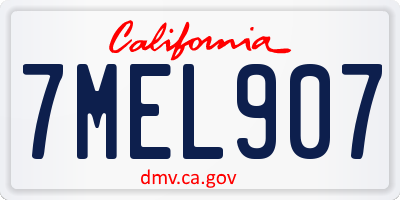 CA license plate 7MEL907
