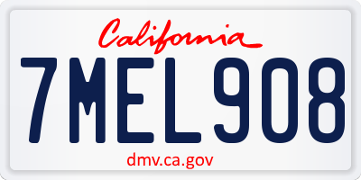 CA license plate 7MEL908