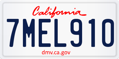 CA license plate 7MEL910