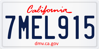 CA license plate 7MEL915