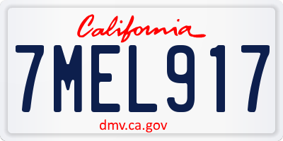 CA license plate 7MEL917