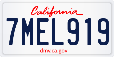 CA license plate 7MEL919
