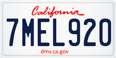 CA license plate 7MEL920