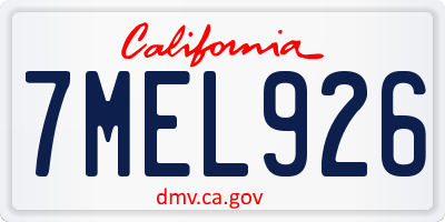 CA license plate 7MEL926