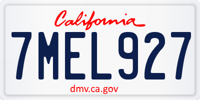 CA license plate 7MEL927