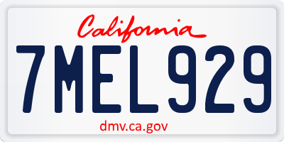 CA license plate 7MEL929