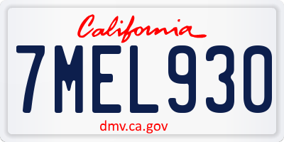 CA license plate 7MEL930