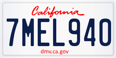 CA license plate 7MEL940