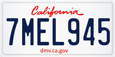 CA license plate 7MEL945