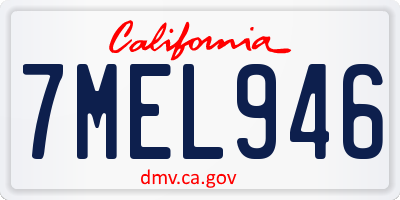 CA license plate 7MEL946