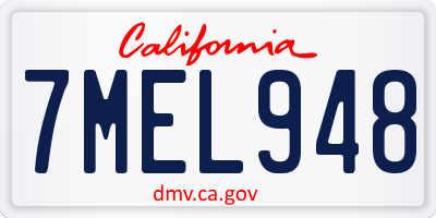 CA license plate 7MEL948