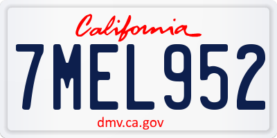 CA license plate 7MEL952