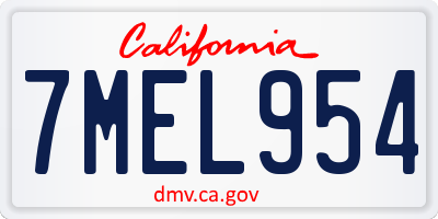 CA license plate 7MEL954