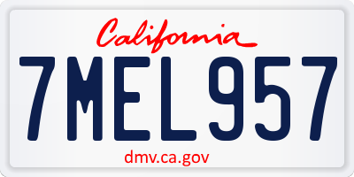 CA license plate 7MEL957