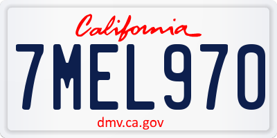 CA license plate 7MEL970