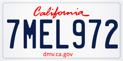 CA license plate 7MEL972