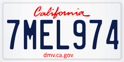 CA license plate 7MEL974